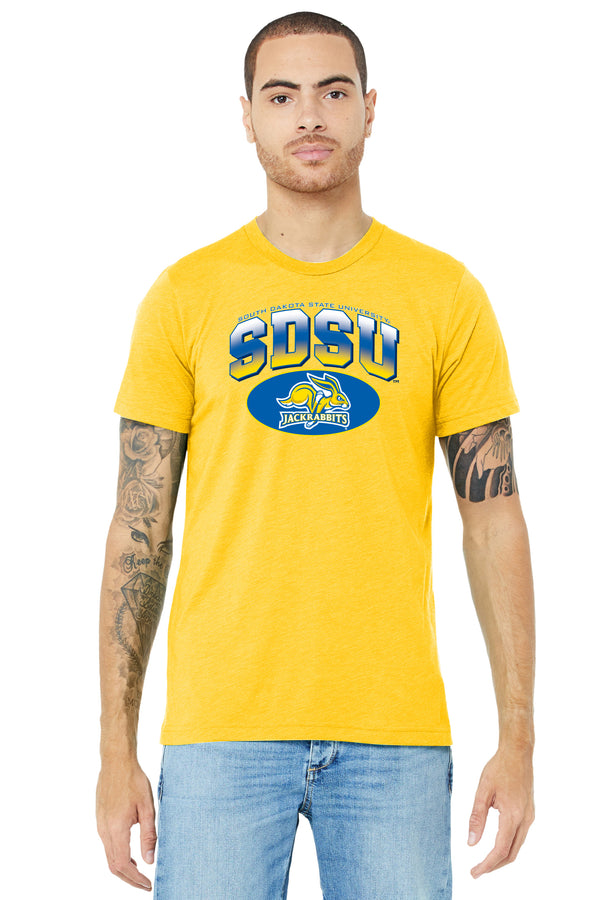 South Dakota State Jackrabbits Premium Tri-Blend Tee Shirt - SDSU Full Color Fade Plus Primary Logo