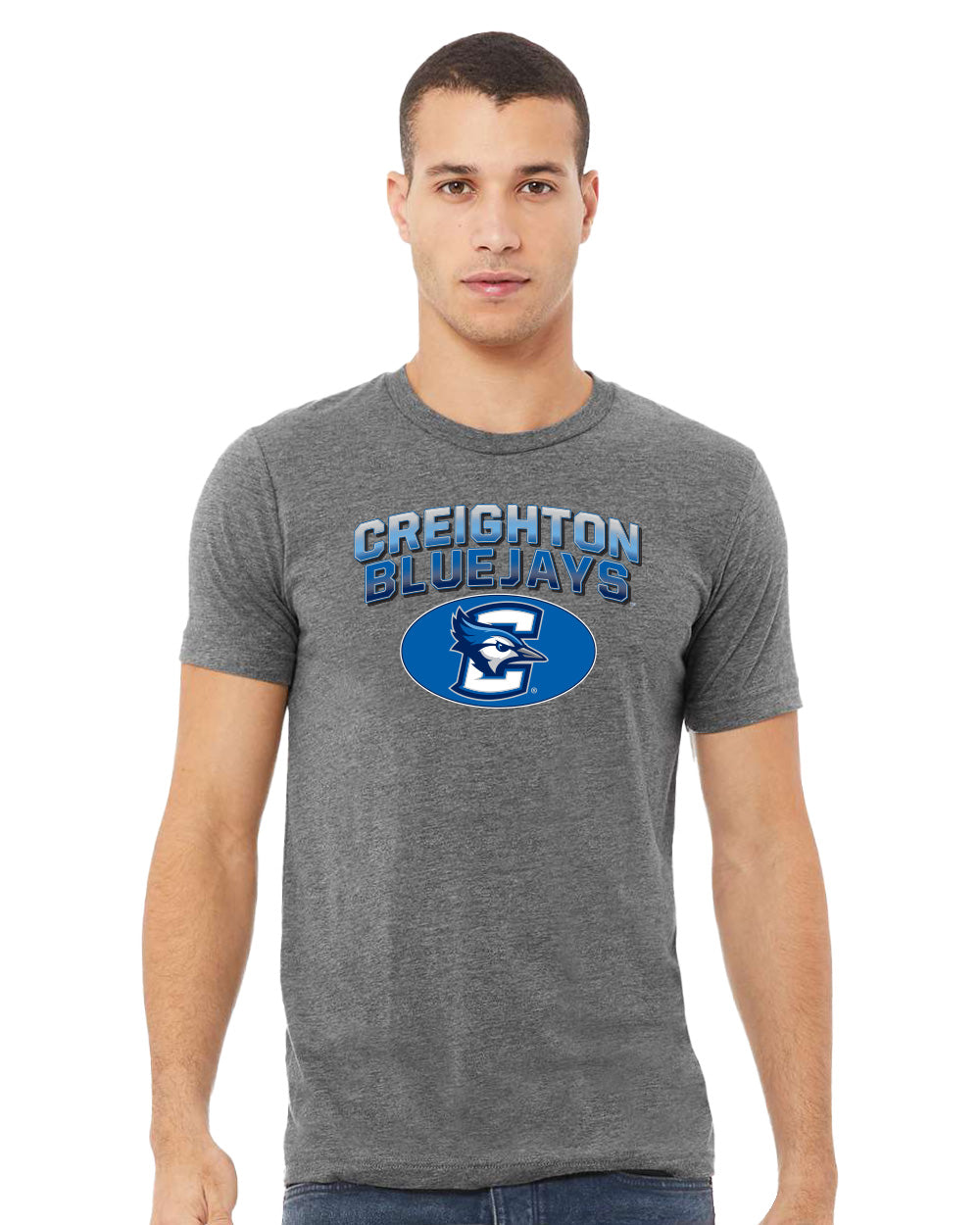Creighton Bluejays Premium Tri-Blend Tee Shirt - Full Color Fade Primary Logo Oval