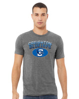 Creighton Bluejays Premium Tri-Blend Tee Shirt - Full Color Fade Primary Logo Oval