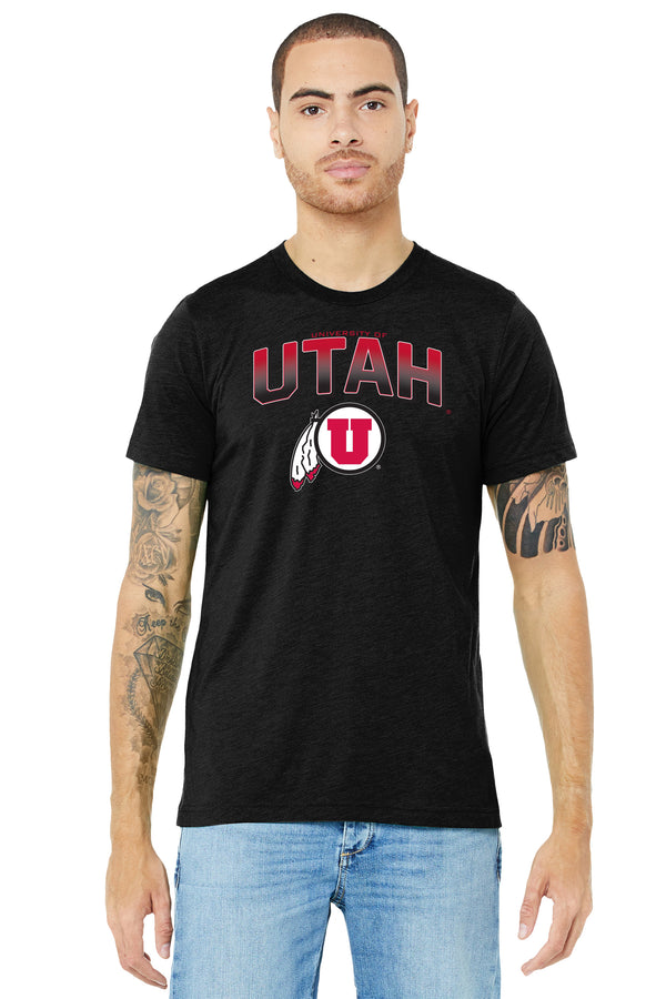 Utah Utes Premium Tri-Blend Tee Shirt - Full Color Fade Utah Utes Logo