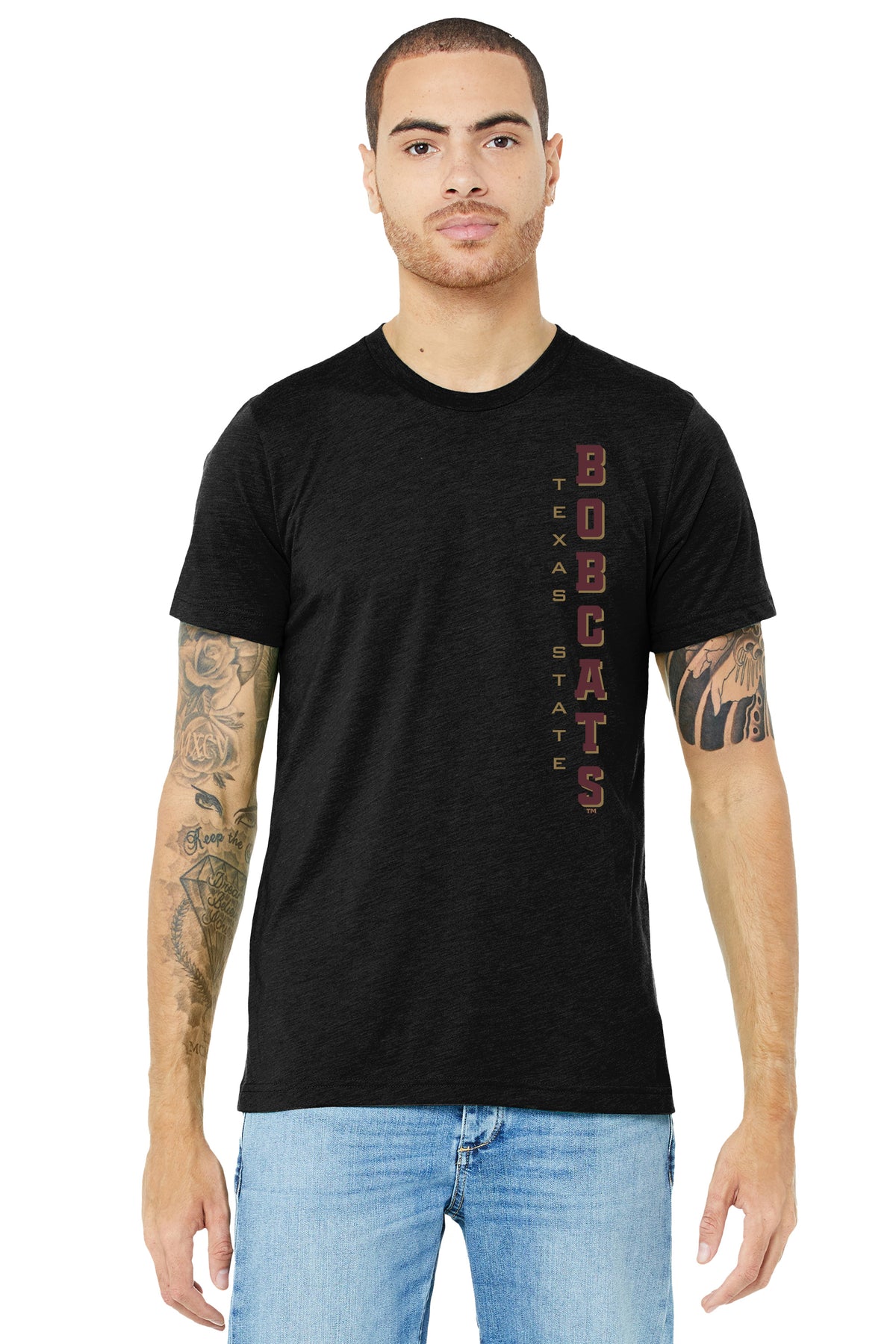 Texas State Bobcats Premium Tri-Blend Tee Shirt - Vertical Texas State Bobcats