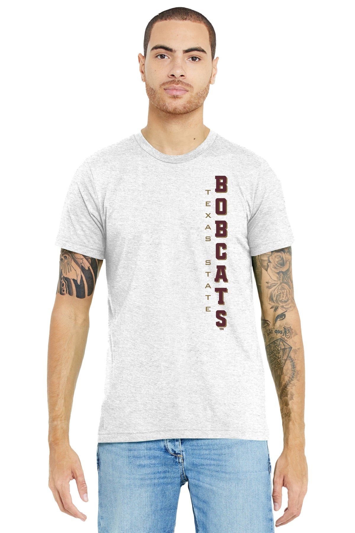 Texas State Bobcats Premium Tri-Blend Tee Shirt - Vertical Texas State Bobcats