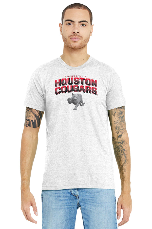 Houston Cougars Premium Tri-Blend Tee Shirt - Full Color Fade with Cougar