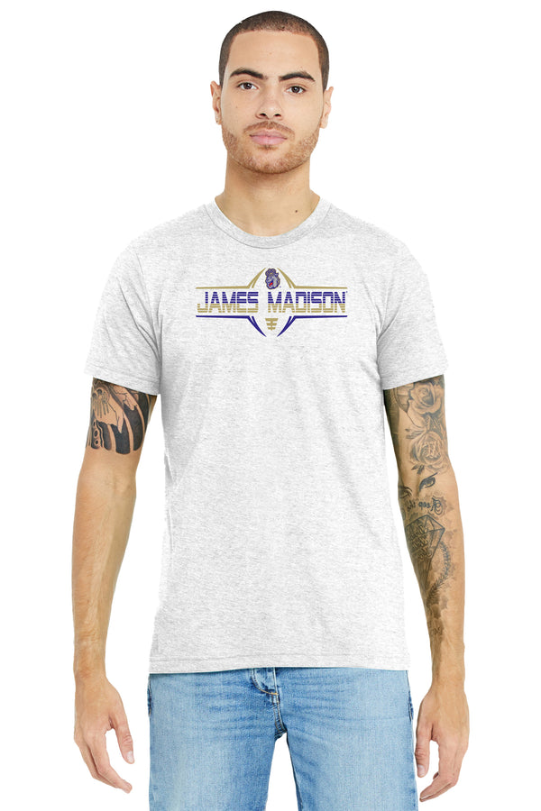 James Madison Dukes Premium Tri-Blend Tee Shirt - Striped James Madison Football Laces