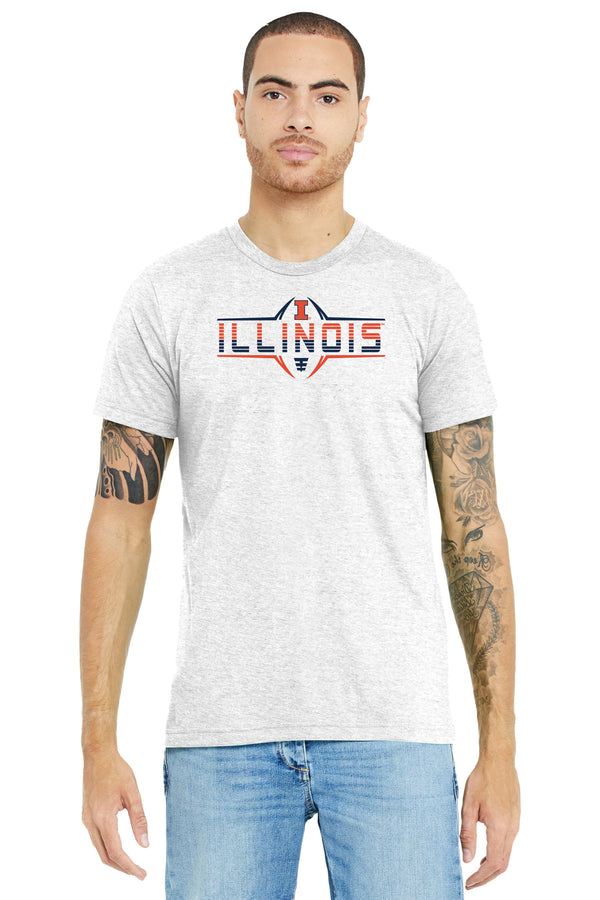 Illinois Fighting Illini Premium Tri-Blend Tee Shirt - Striped Illinois Football Laces