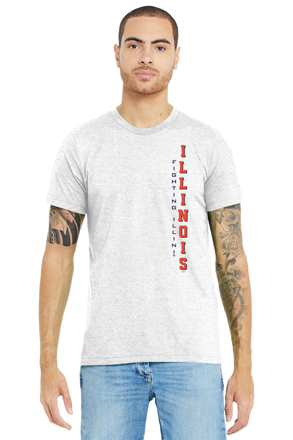 Illinois Fighting Illini Premium Tri-Blend Tee Shirt - Vertical Illinois Fighting Illini