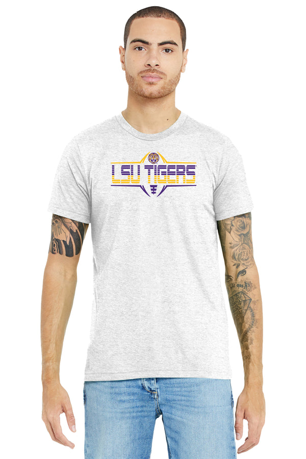 LSU Tigers Premium Tri-Blend Tee Shirt - Striped Tigers Football Laces