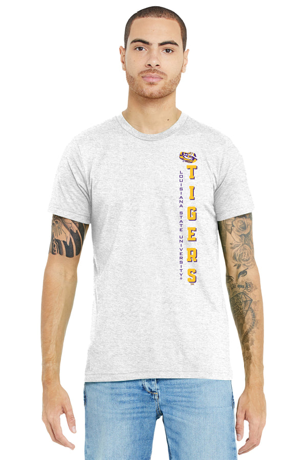 LSU Tigers Premium Tri-Blend Tee Shirt - Vertical Louisiana State University Tigers