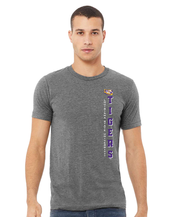 LSU Tigers Premium Tri-Blend Tee Shirt - Vertical Louisiana State University Tigers