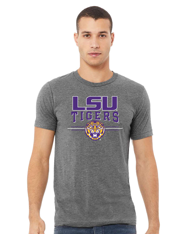 LSU Tigers Premium Tri-Blend Tee Shirt - LSU Tigers 3-Stripe