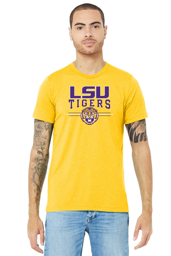 LSU Tigers Premium Tri-Blend Tee Shirt - LSU Tigers 3-Stripe