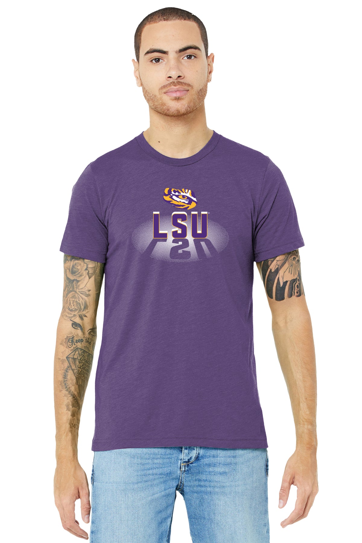 LSU Tigers Premium Tri-Blend Tee Shirt - Spotlight and Shadow LSU