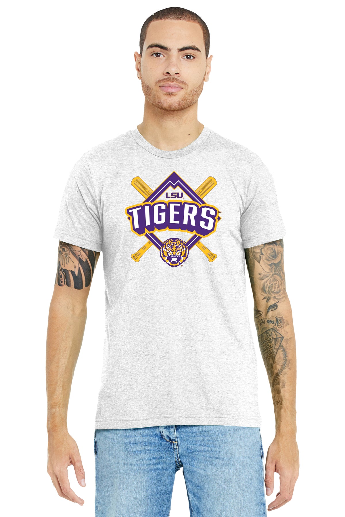 LSU Tigers Premium Tri-Blend Tee Shirt - LSU Baseball Diamond