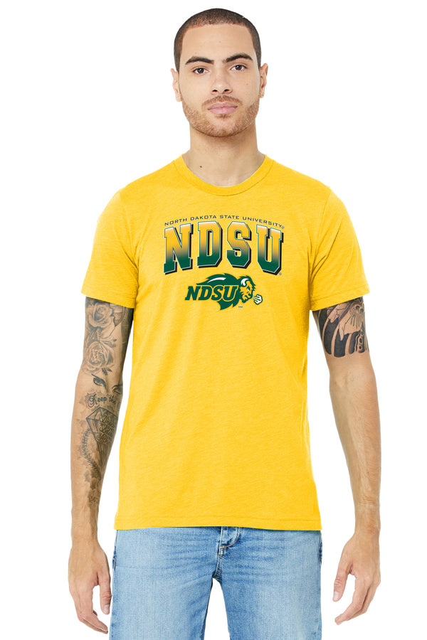 NDSU Bison Premium Tri-Blend Tee Shirt - Full Color NDSU Fade with Logo