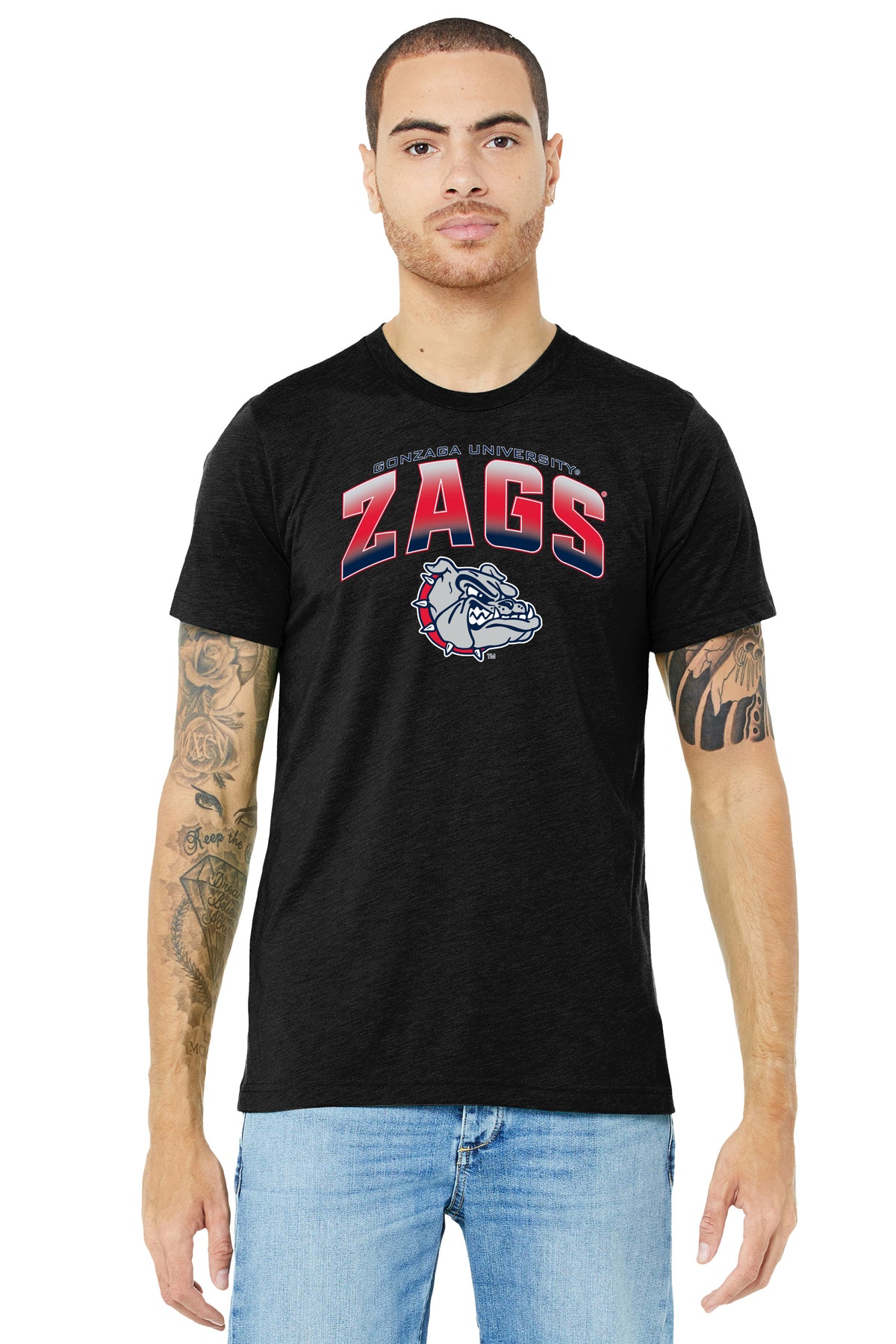 Gonzaga Bulldogs Premium Tri-Blend Tee Shirt - Zags Full Color Fade