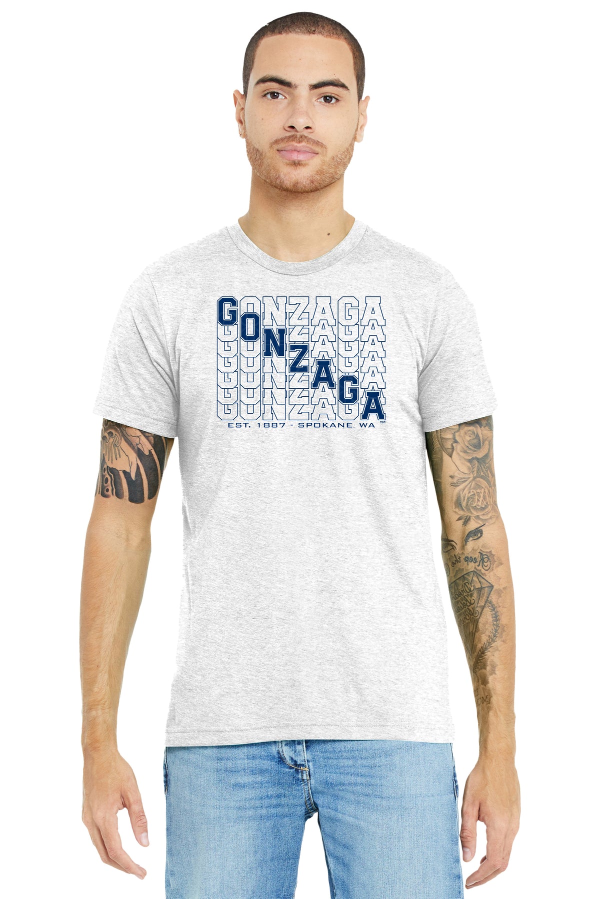 Gonzaga Bulldogs Premium Tri-Blend Tee Shirt - Diagonal Echo Gonzaga
