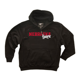 Nebraska Huskers Premium Fleece Hoodie - Script Huskers Overlap Nebraska