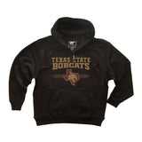 Texas State Bobcats Premium Fleece Hoodie - 3 Stripe State Outline Logo