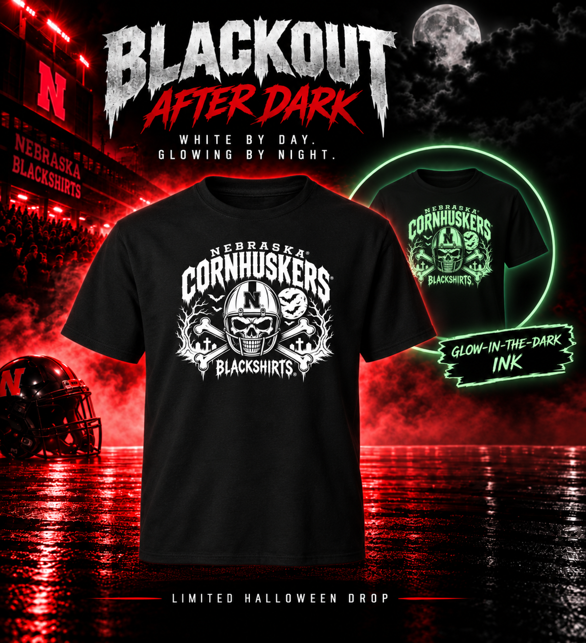 Nebraska Blackout Glow-in-the-Dark T-Shirt – Blackout Blackshirts