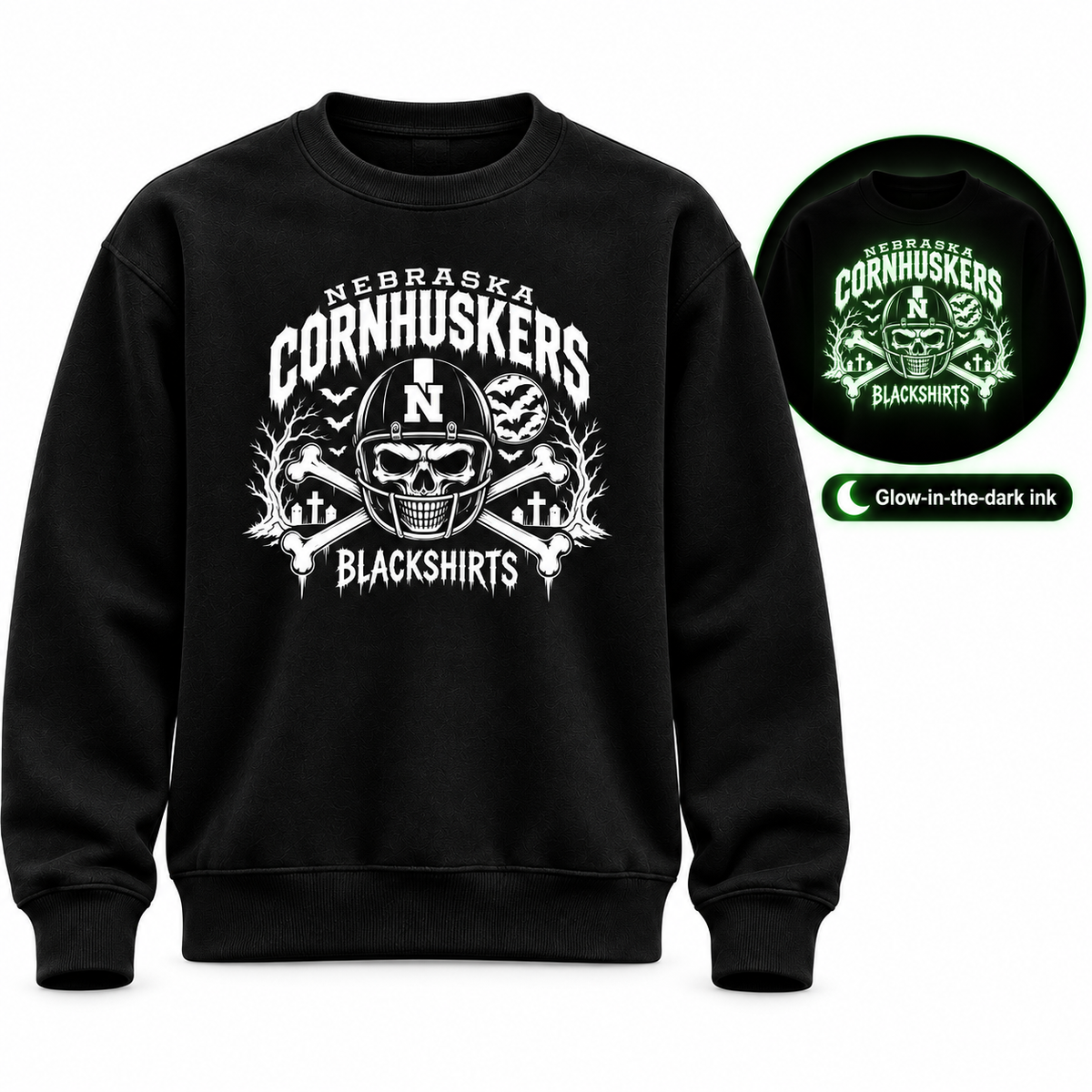 Nebraska Blackout Glow-in-the-Dark Crewneck Sweatshirt – Blackout Blackshirts