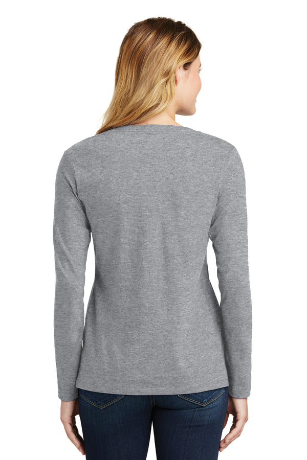 Women's South Dakota Coyotes Long Sleeve V-Neck Tee Shirt - Coyotes Full Color Fade Primary Logo