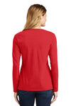 Women's Nebraska Huskers Long Sleeve V-Neck Tee Shirt - Full Color Nebraska Fade with Herbie Husker