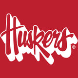 Women's Nebraska Huskers Long Sleeve Hooded Tee Shirt - White Script Huskers Outline