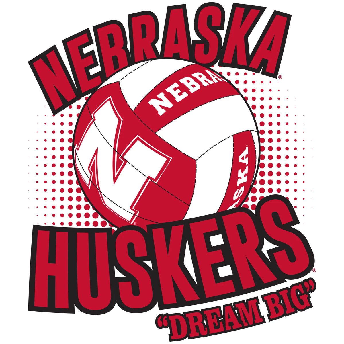 Women's Nebraska Huskers Long Sleeve Hooded Tee Shirt - Huskers Volleyball Dream Big