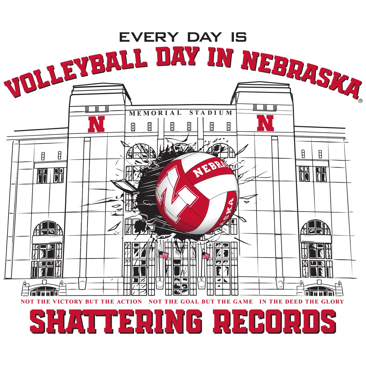 Women's Nebraska Huskers Long Sleeve Hooded Tee Shirt - Volleyball Day in Nebraska