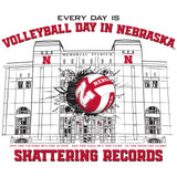 Women's Nebraska Huskers Long Sleeve Hooded Tee Shirt - Volleyball Day in Nebraska
