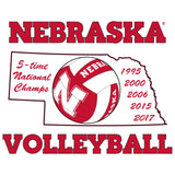 Women's Nebraska Huskers Long Sleeve Hooded Tee Shirt - Huskers Volleyball 5-Time National Champions