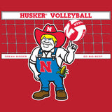 Women's Nebraska Huskers Long Sleeve Hooded Tee Shirt - Nebraska Volleyball with Herbie Husker