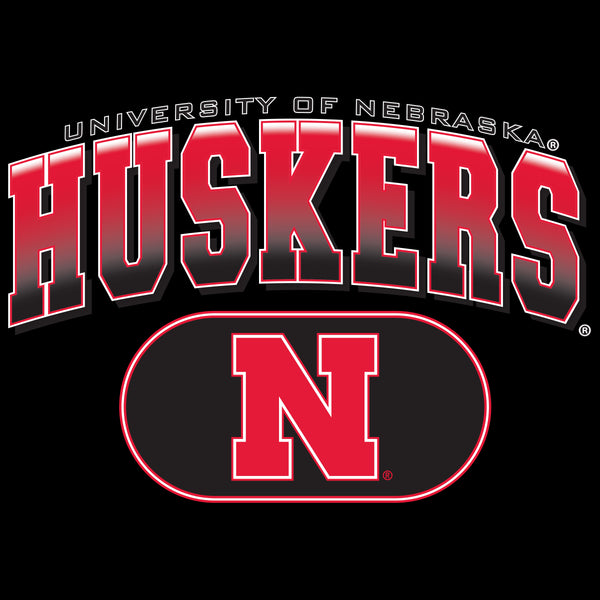 Women's Nebraska Huskers Long Sleeve V-Neck Tee Shirt - Full Color Huskers Fade with Block N