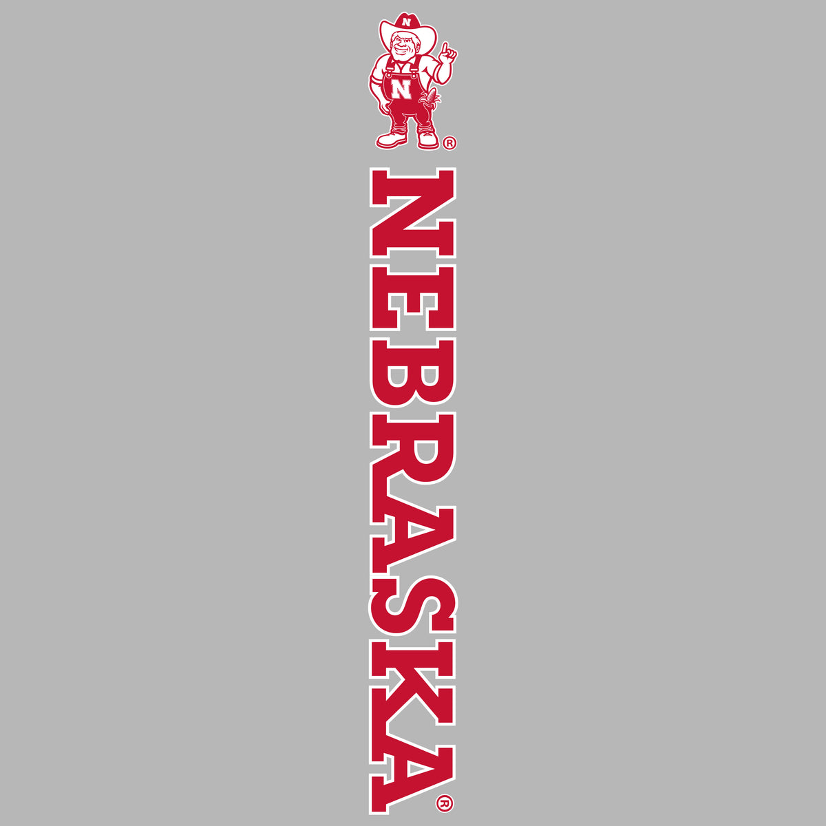 Nebraska Huskers Long Sleeve Tee Shirt - Vertical Nebraska Herbie Husker