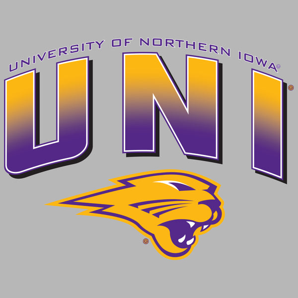 Women's Northern Iowa Panthers Long Sleeve Hooded Tee Shirt - UNI Full Color Fade Primary Logo