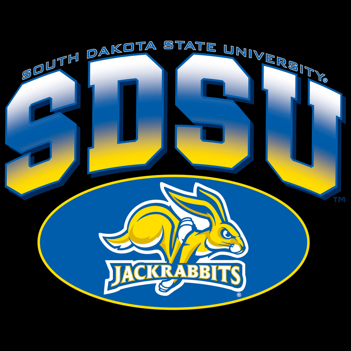 South Dakota State Jackrabbits Girls Tee Shirt - SDSU Full Color Fade Plus Primary Logo