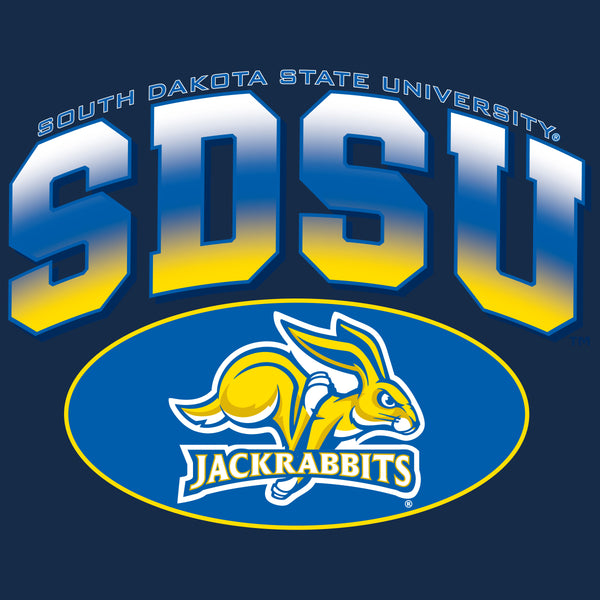 South Dakota State Jackrabbits Long Sleeve Tee Shirt - SDSU Full Color Fade Plus Primary Logo