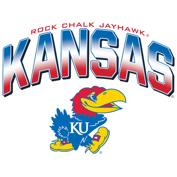 Kansas Jayhawks Crewneck Sweatshirt - Full Color Fade Kansas Logo