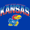 Women's Kansas Jayhawks Long Sleeve V-Neck Tee Shirt - Full Color Fade Kansas Logo