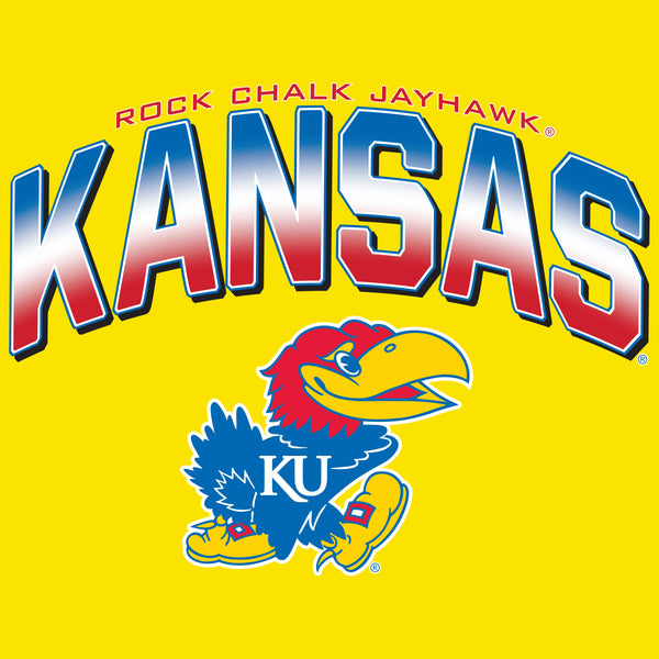 Kansas Jayhawks Premium Tri-Blend Tee Shirt - Full Color Fade Kansas Logo