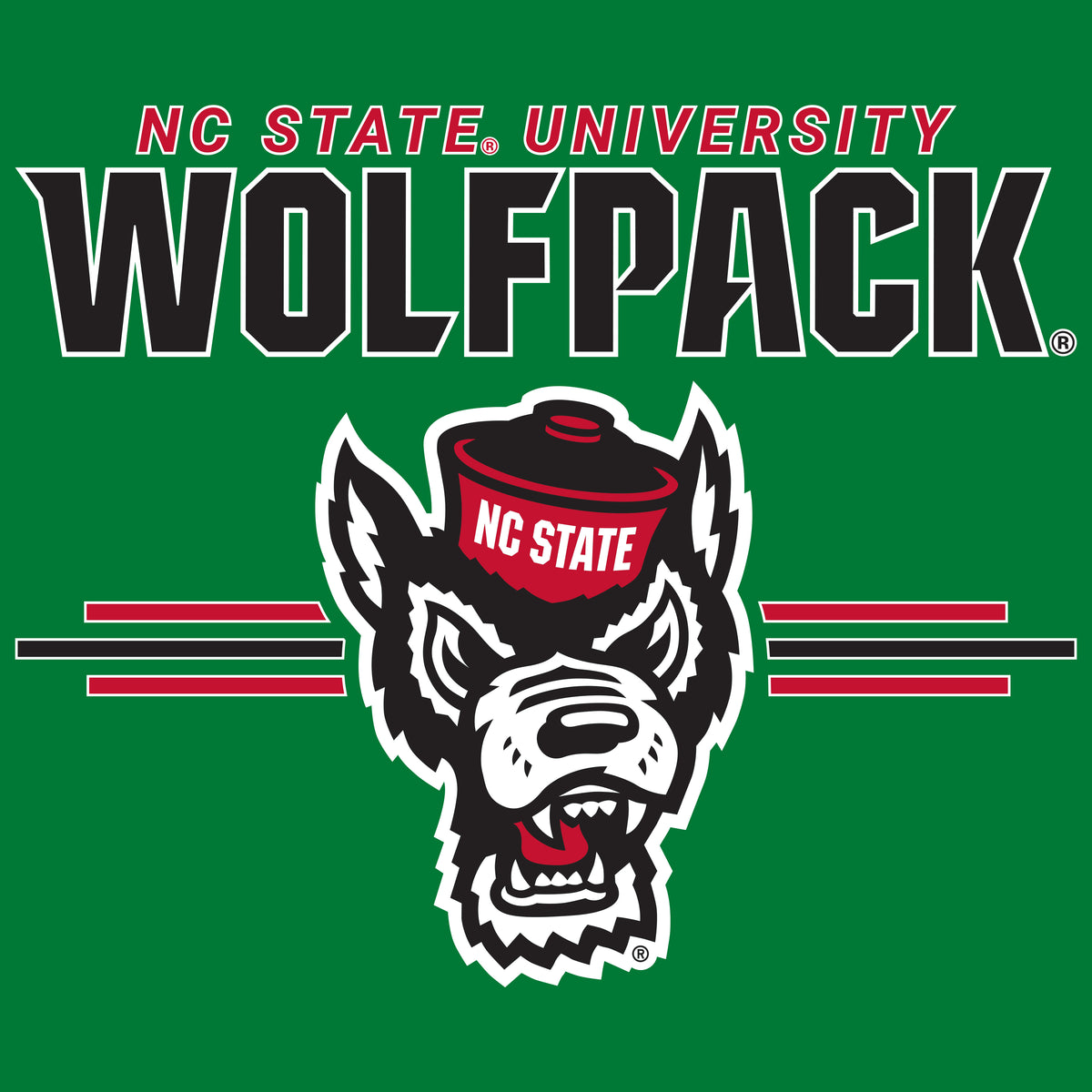 North Carolina State Wolfpack Hooded Sweatshirt - 3-Stripe Primary Logo