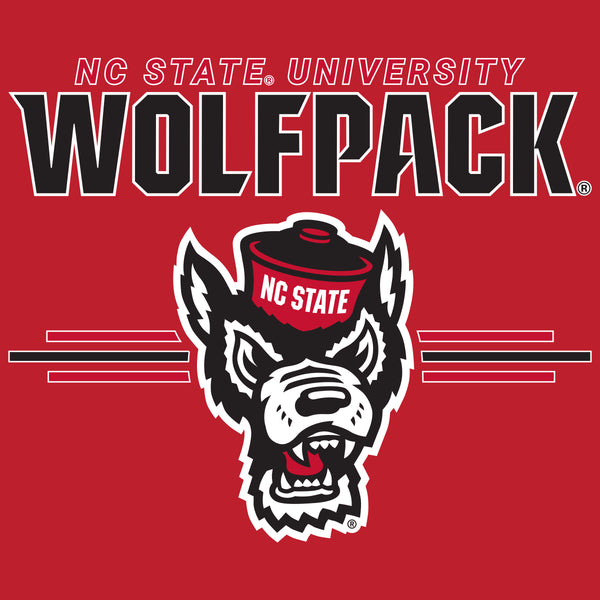 Women's North Carolina State Wolfpack Long Sleeve V-Neck Tee Shirt - 3-Stripe Primary Logo