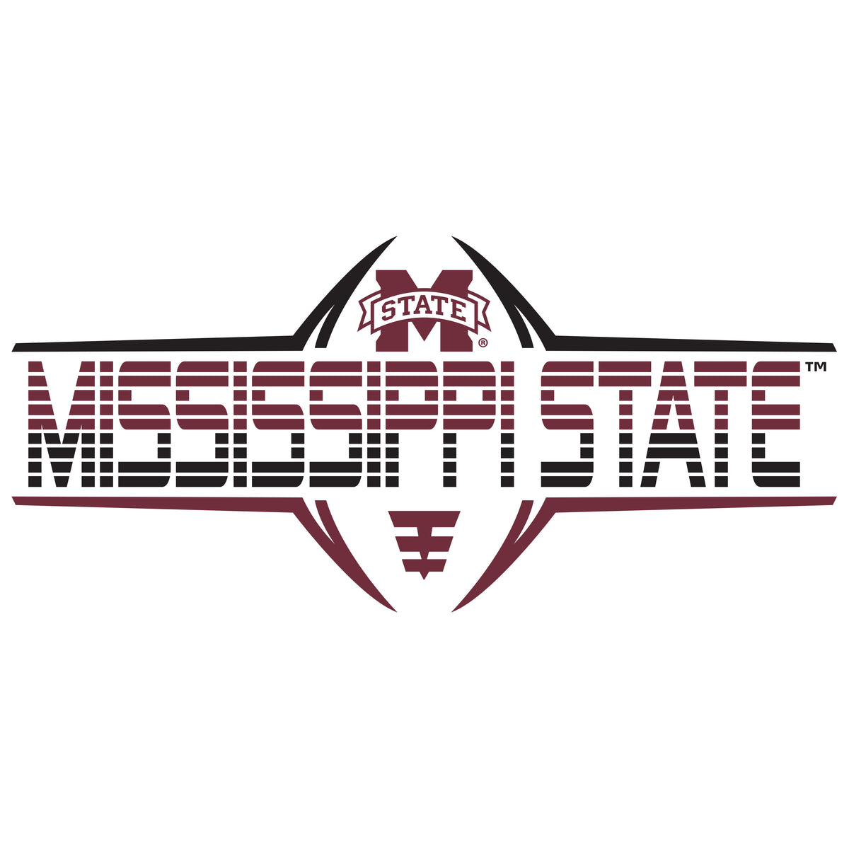 Women's Mississippi State Bulldogs Premium Tri-Blend Tee Shirt - Striped MSU Bulldogs Football Laces