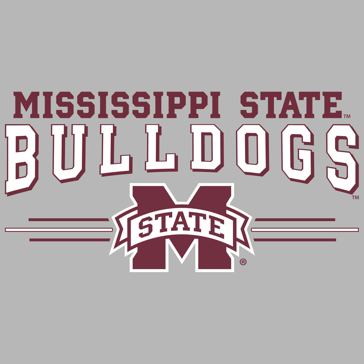 Mississippi State Bulldogs Crewneck Sweatshirt - MSU Bulldogs 3-Stripe