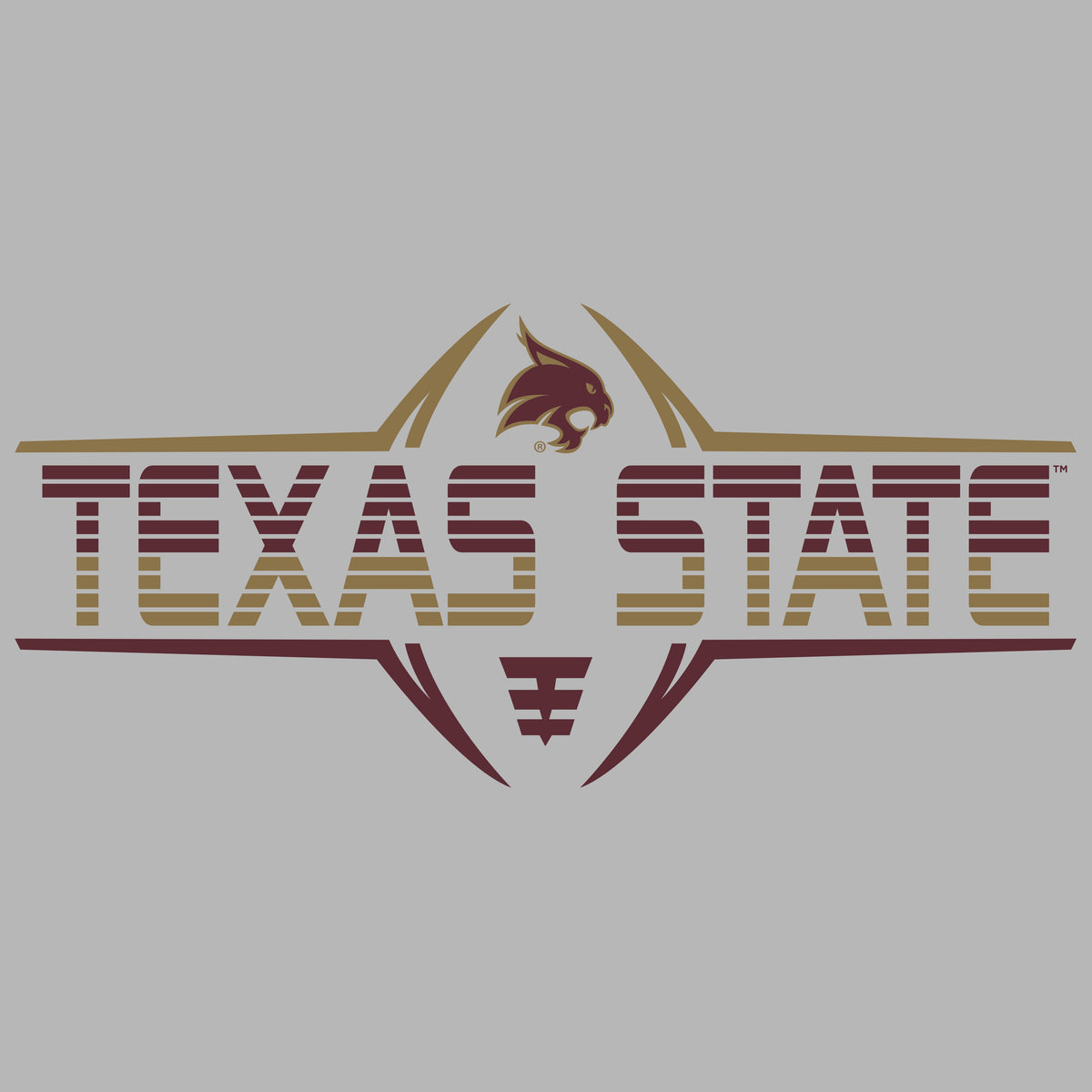 Women's Texas State Bobcats Long Sleeve V-Neck Tee Shirt - Striped Texas State Football Laces