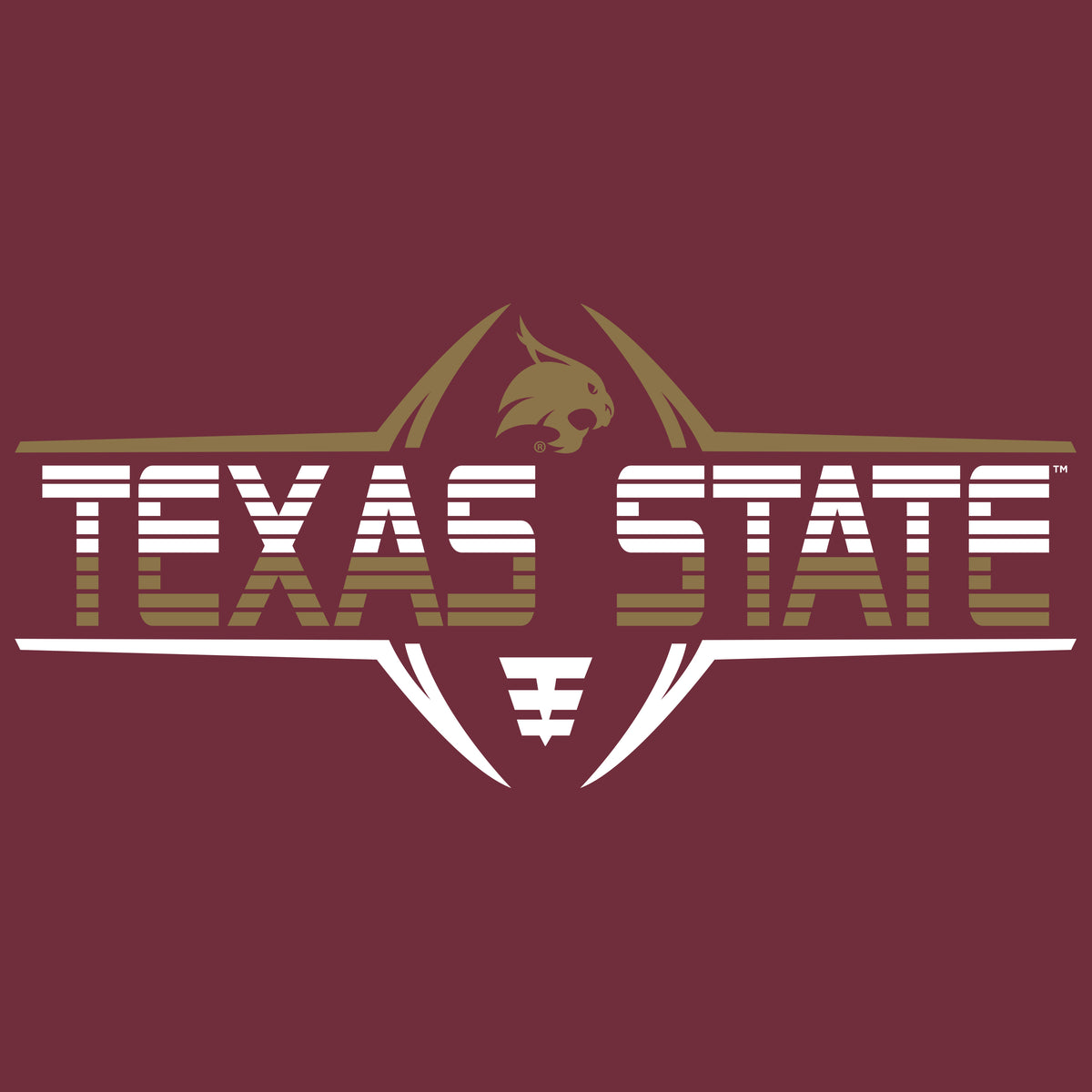 Texas State Bobcats Tee Shirt - Striped Texas State Football Laces
