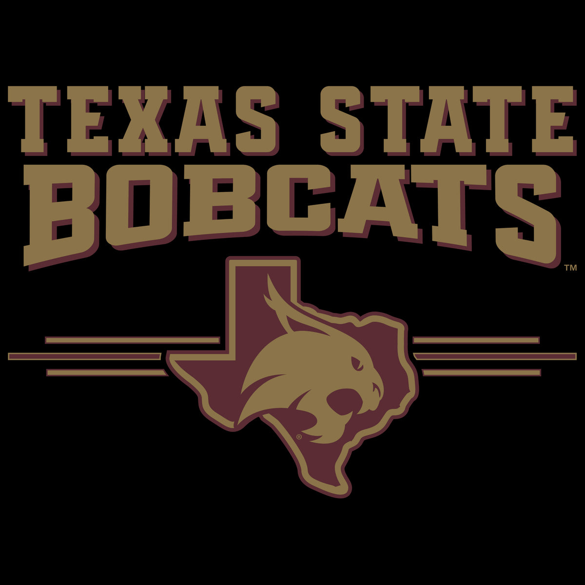 Women's Texas State Bobcats Long Sleeve Hooded Tee Shirt - 3 Stripe State Outline Logo