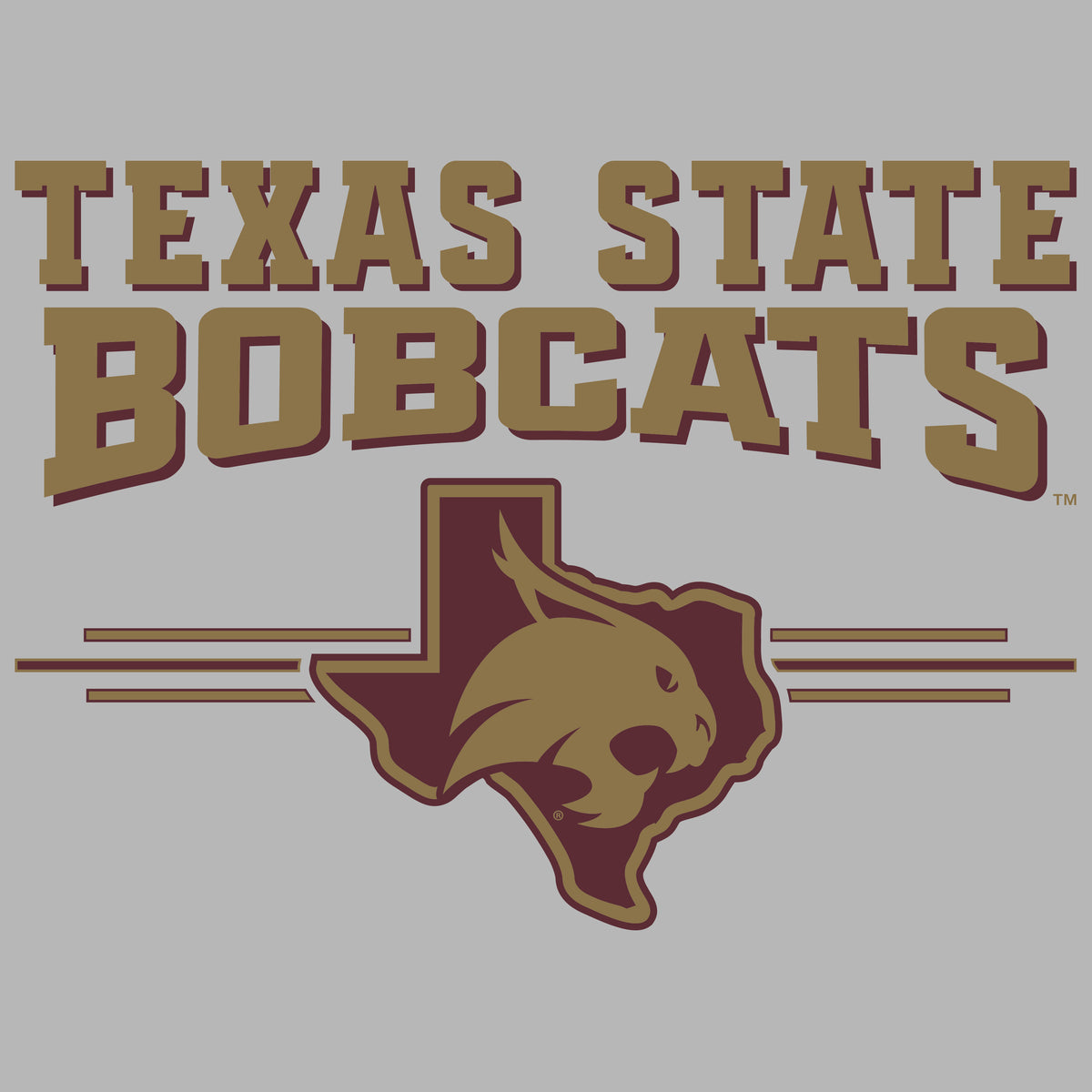 Women's Texas State Bobcats Long Sleeve V-Neck Tee Shirt - 3 Stripe State Outline Logo