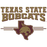 Women's Texas State Bobcats Long Sleeve V-Neck Tee Shirt - 3 Stripe State Outline Logo