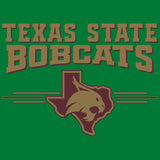 Texas State Bobcats Tee Shirt - 3 Stripe State Outline Logo